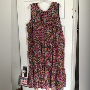 J. Crew Pink Multi Floral Tiered Sleeveless Dress 3x women’s dress